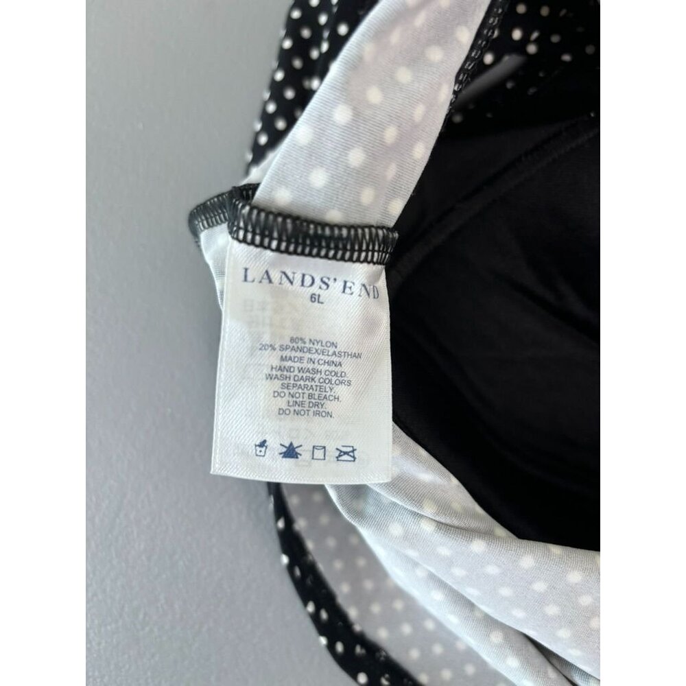 Lands' End women's 6L black and white dot tankini swim top halter tie‎ - Picture 5 of 6